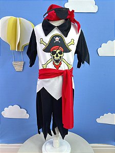 Fantasia Infantil Capitão Pirata Faixa Bandana Tapa Olho