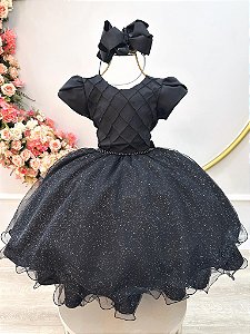 Vestido Infantil Preto Luxo Festa Menina