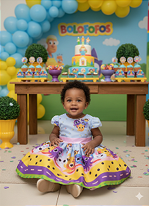 Vestido Infantil Bolofofos Azul Festa Super Luxo Tam 1 ao 10