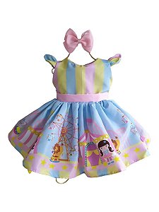 Vestido Infantil Luxo Circo Rosa Festa