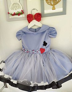 Vestido Infantil Alice no Pais das Maravilhas Superluxo Tule