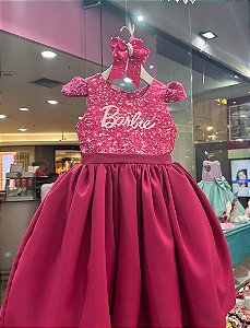 Vestido Infantil Barbie Pink Luxo