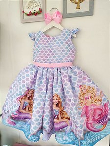 Vestido Infantil Barbie Sereia Luxo