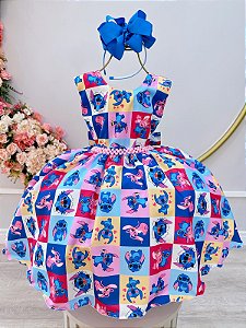 Vestido Infantil Colorido Lilo Stitch e Angel Festas