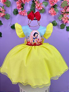 Vestido Infantil Branca de Neve e os 7 anões Colorido Festas