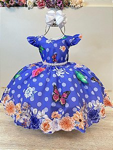 Vestido Infantil Lilás Jardim das Borboletas Cinto Pérolas