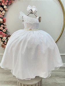 Vestido Infantil Longo Branco Luxo Formaturas Daminhas