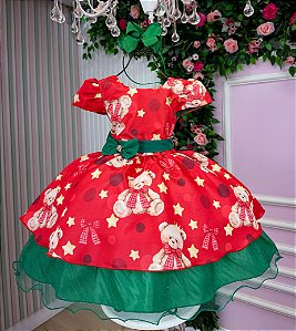 Vestido Infantil Encanto de Natal Vermelho