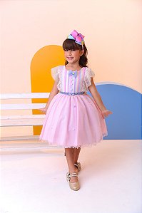 Vestido Infantil Circo Busto Com Strass e Babados Festas