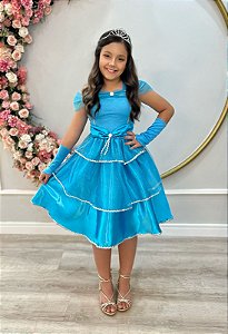 Fantasia Infantil Princesas Frozen Anna Elsa com Luvas Festas