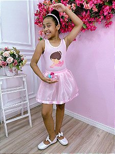 Fantasia Infantil Bailarina Rosa Body e Saia Luxo