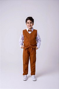 Conjunto Infantil Social Colete Caramelo Festa Pajem Casamento