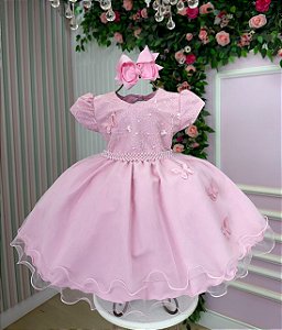 Vestido Rosa Bebe Jardim Encantado Festa Infantil
