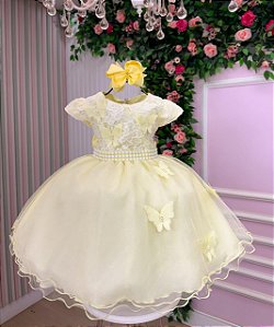 Vestido Jardim Encantado Amarelo Infantil Festa Maite