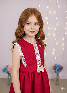 Vestido Infantil Vermelho Ano Novo Festas Valeria