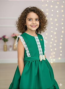 Vestido Infantil Verde Ano Novo Festas Valeria