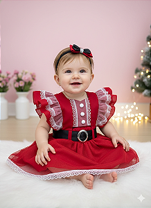 Romper Bebê Natal Mamãe Noel Vermelho