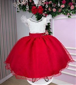 Vestido Infantil Vermelho Midi Festa Luxo