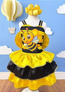 Fantasia Infantil Abellhinha Amarelo Festa Menina