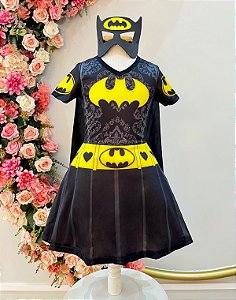 Fantasia Infantil Temática da Batgirl Com Máscara Festas