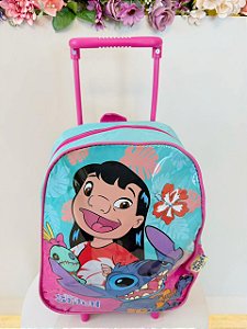 Mochila Infantil Pequena Rodinhas da Lilo Stitch e Angel Verde