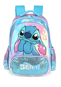 Mochila Infantil Costas da Lilo Stitch e Angel Azul