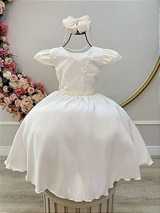 Vestido Infantil Marfim Festa Aniversario Luxo Menina