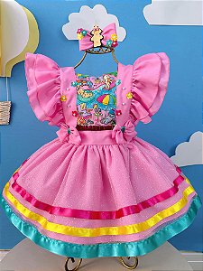 Romper Bobbie Goods Rosa Laço Festas Luxo