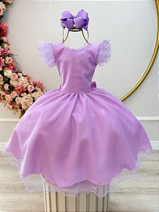 Vestido Infantil Lilás Glitter Festas Daminhas Luxo