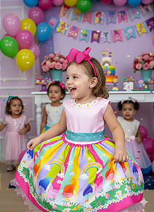 Vestido Temáticos Infantil Trolls Luxo