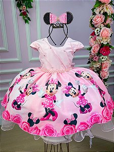 Vestido Infantil Minnie Minie Rosa Temáticos da Gigi