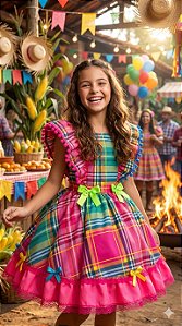 Vestido Junino Infantil Luxo Quermesse do Encanto