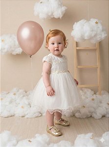 Vestido Infantil Bebe Ana Livia Off Batizado