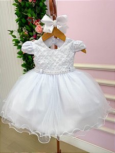 Vestido Infantil Bebe Branco Batizado Ana Flavia