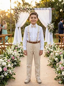 Conjunto Meninos Suspensorio Palha Bege