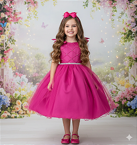 Vestido Infantil Pink Festa Princesas Mariely