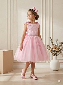 Vestido Infantil Rosa Bebe Festa Princesas Mariely