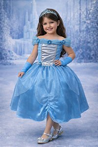 Fantasia Infantil Princesas Frozen e Cinderela Com Luvas