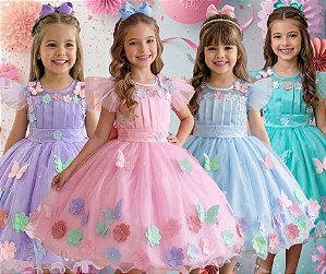 Vestido Jardim Encantado Luxinho Festa Luxo Varias Cores SEM SAIOTE