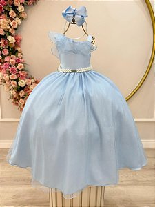 Vestido Infantil Longo Azul Luxo Formaturas Daminhas