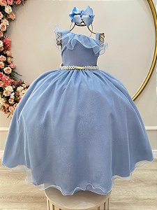 Vestido Infantil Longo Azul Formaturas Daminhas