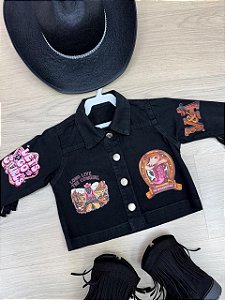 Jaqueta Blogueirinha Boiadeira Preto Country Menina