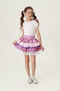 Saia Meninas Junino Caipira Lilás Xadrez