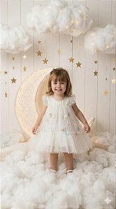 Vestido Infantil Jardim das Borboletas Off Encantado