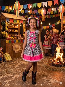 Conjunto Junino Festa Junina Infantil Quadrilha Caipira Preto