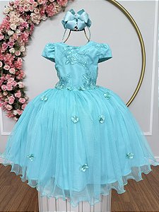 Vestido Infantil Verde Jardim Encantado Renda Metalizada