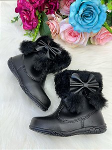 Bota Coturno Infantil Preta Flor Di Mila