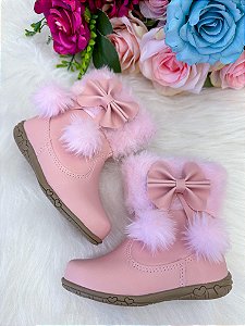 Bota Coturno Infantil Rosa Flor Di Mila