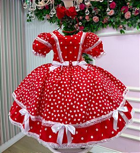 Vestido Junino Festa Luxo Caipira Vermelho
