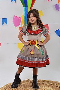 Vestido Maria Bonita Fantasia Infantil Junino Colorido Festas